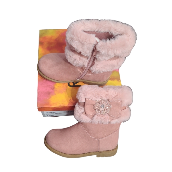 Rachel Shoes Toddler Girls Size 11 Harmoni Fur Faux Suede Boots - Picture 2 of 13